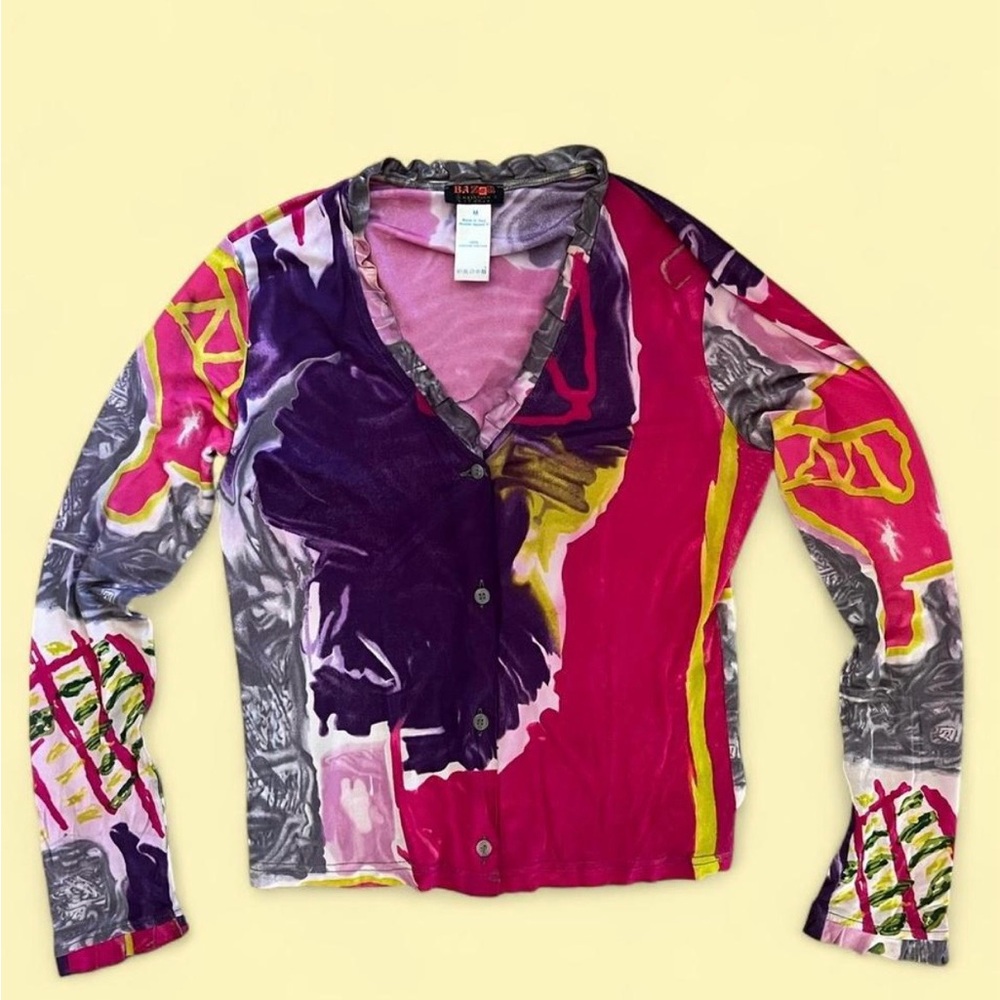 Vintage Christian LaCroix abstract motif button up cardigan